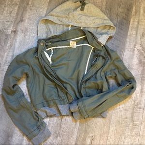 Free People Cropped Green Jacket